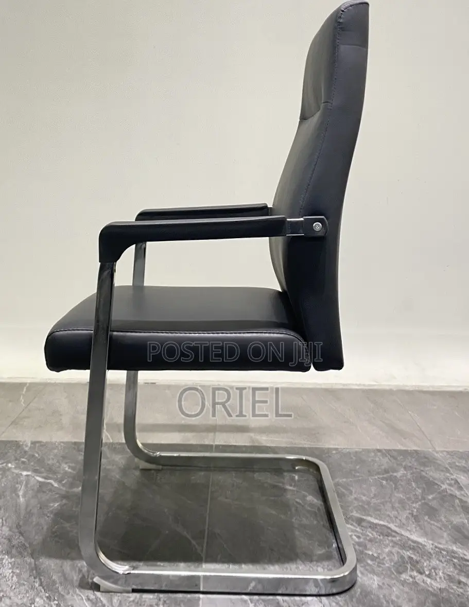 Office Chair : Ergonomic Sled Base Reception Leather Chair