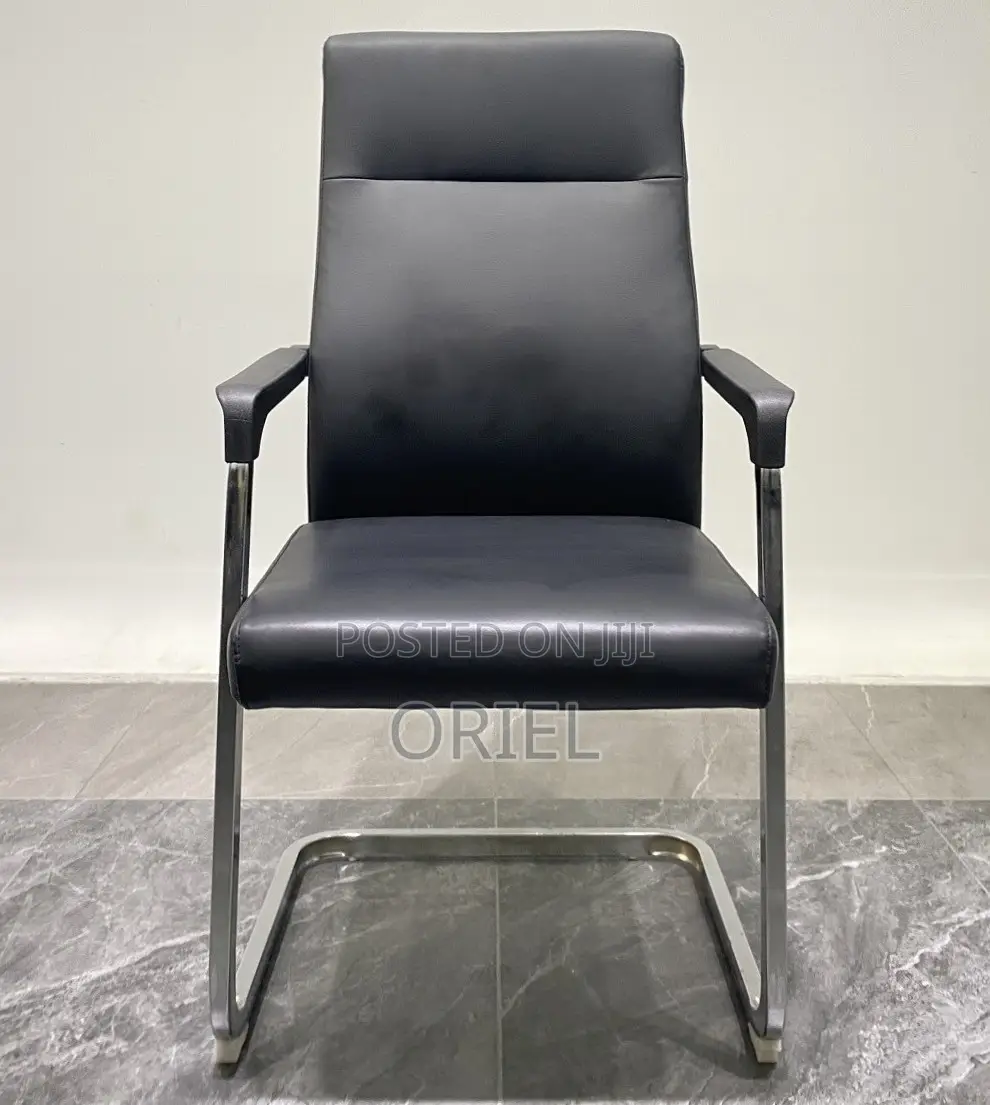 Office Chair : Ergonomic Sled Base Reception Leather Chair