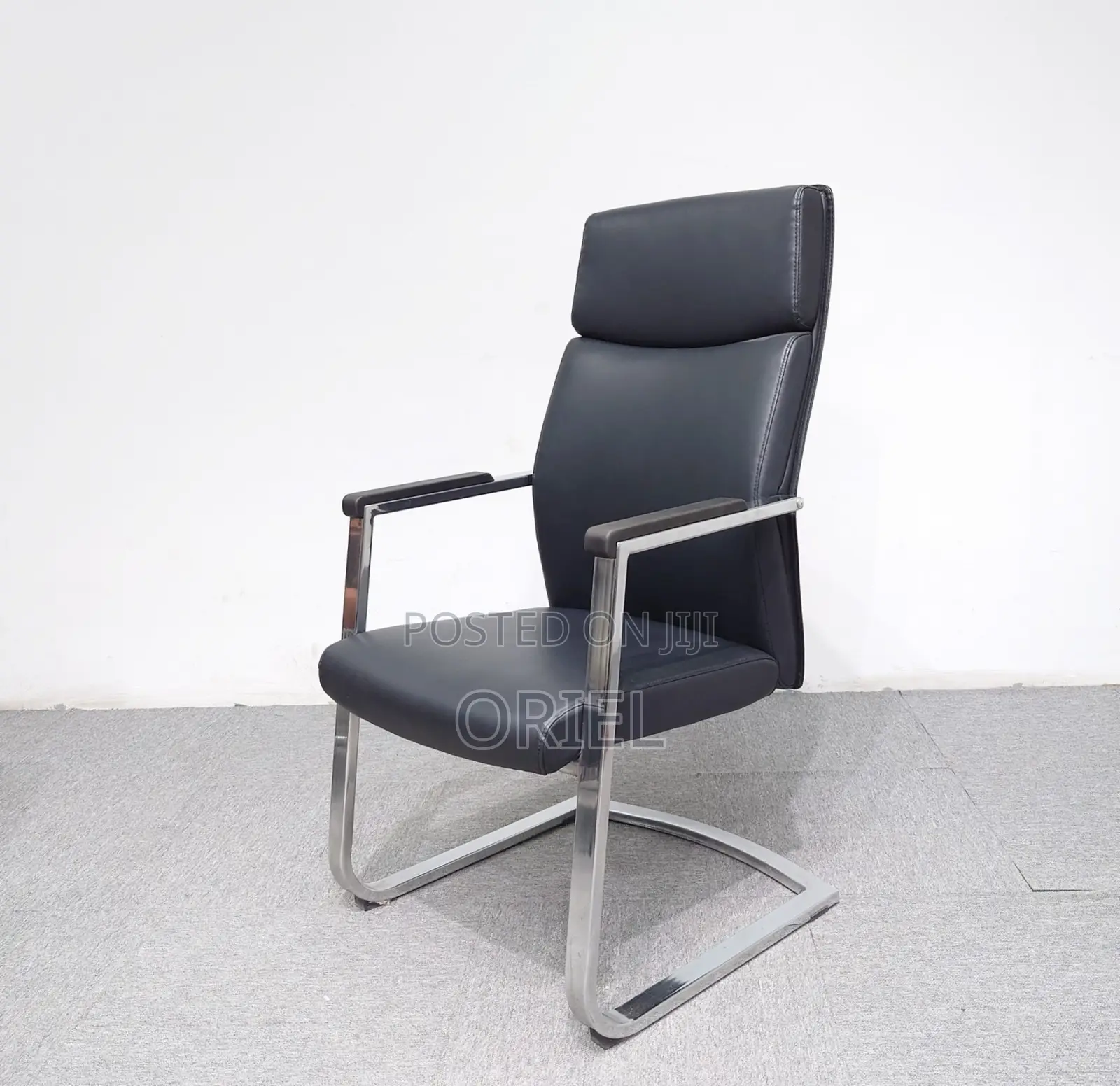 Office Chair : Ergonomic Sled Base Reception Leather Chair