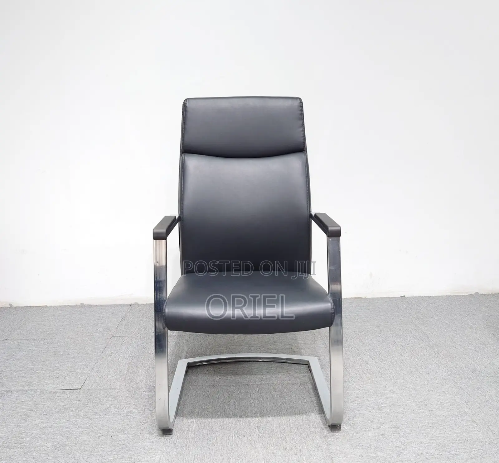 Office Chair : Ergonomic Sled Base Reception Leather Chair
