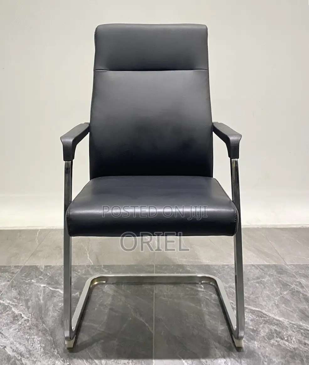 Office Chair : Ergonomic Sled Base Reception Leather Chair