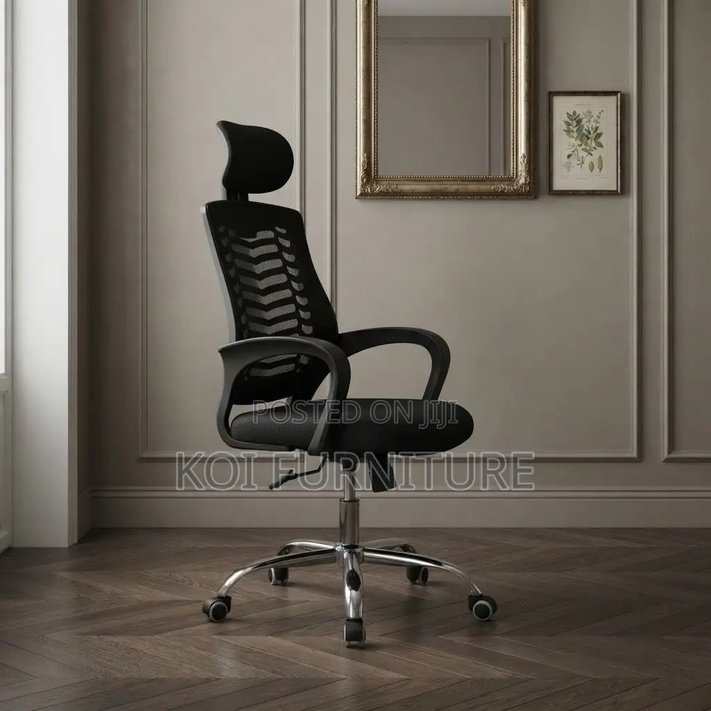 Office Chairs; High Headrest Ergonomic Seat With Chrome Starbase