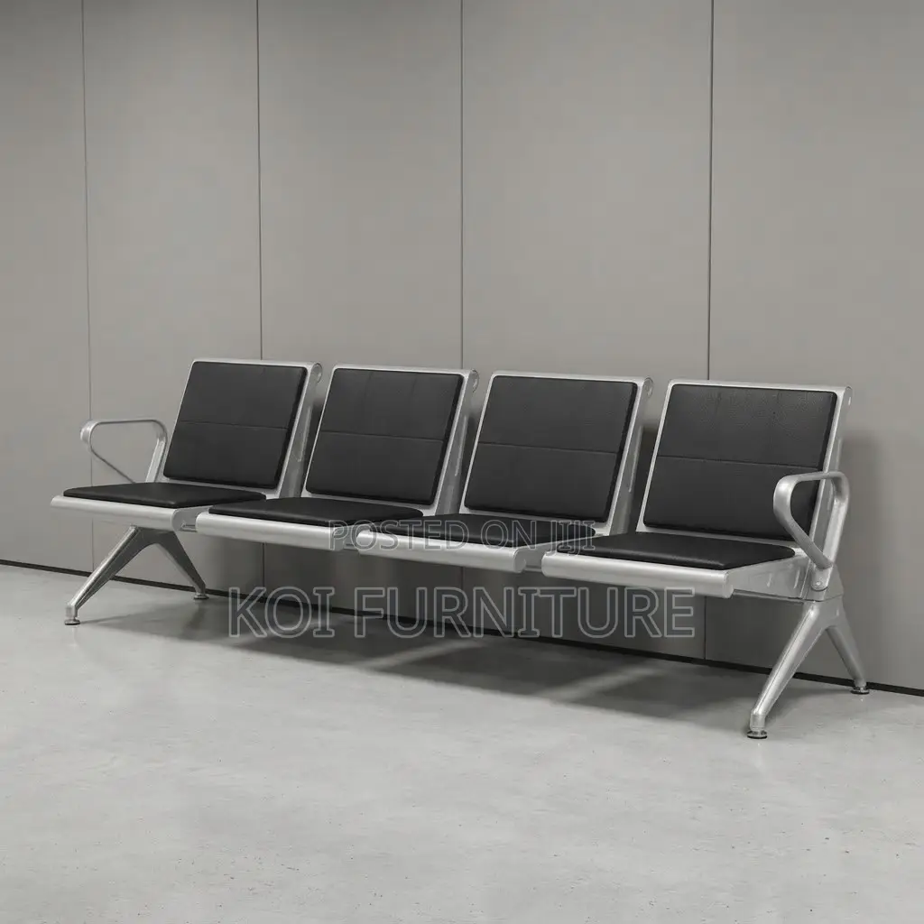 Office Benches; Upholstred Four Seaters Leather Reception Benches