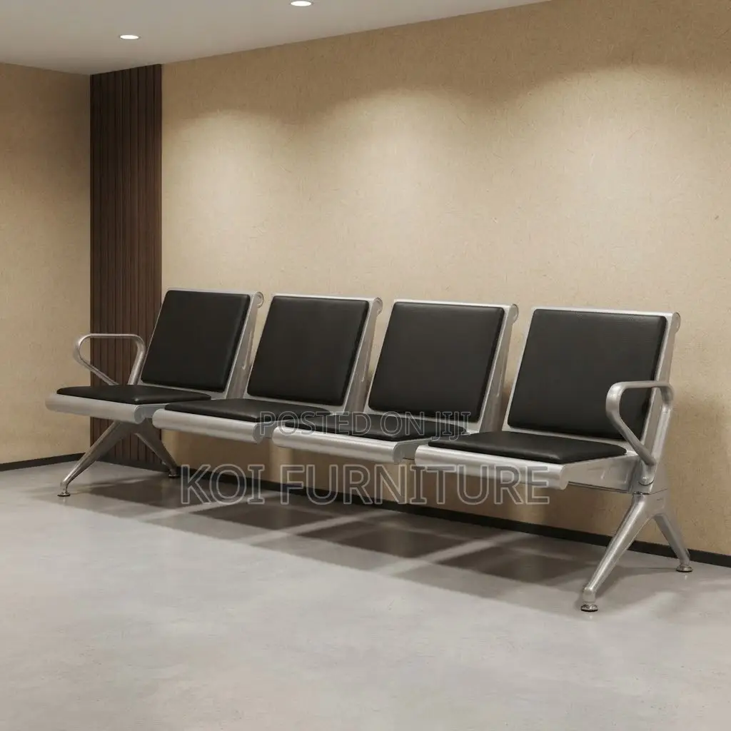 Office Benches; Upholstred Four Seaters Leather Reception Benches