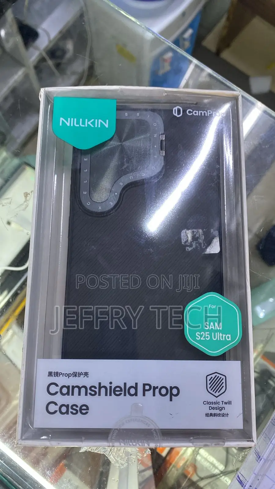 Black Nillkin CamShieldCase and Camera Lens Cover for S25 Ultra.