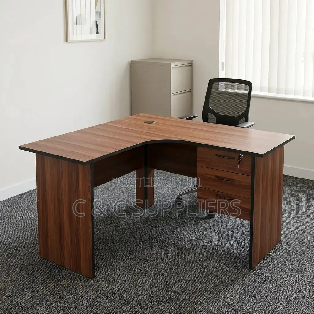 Brown Cherry Curved Study Desk-120cm