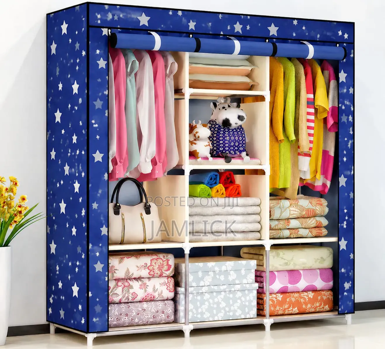 Improved Quality Portable Wooden Wardrobe – 3 Column - Sn