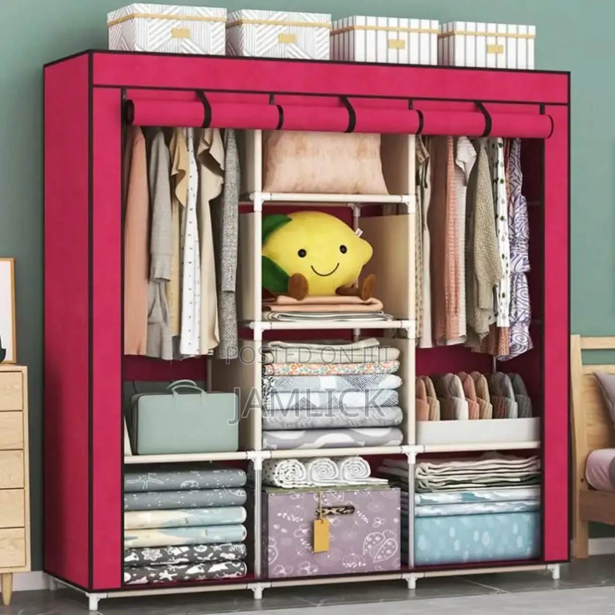 Improved Quality Portable Wooden Wardrobe – 3 Column - Sn