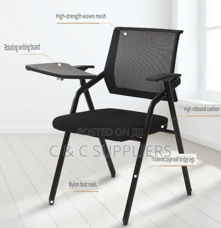 Foldable Chair With Writing Table Pad.