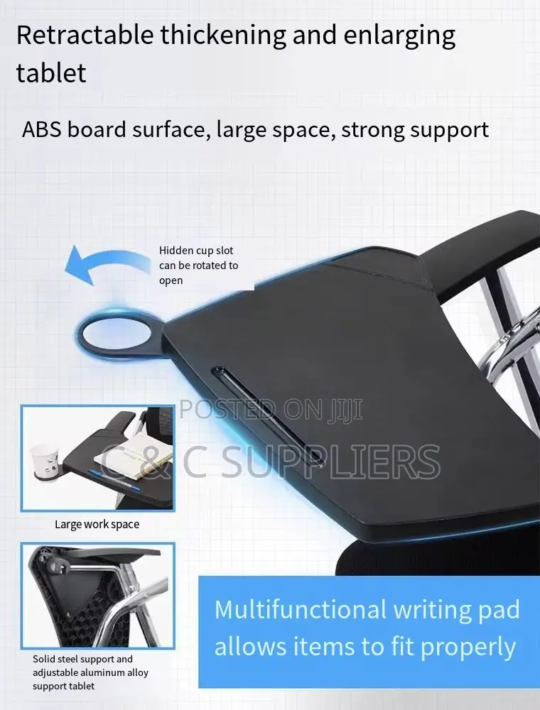 Foldable Chair With Writing Table Pad.