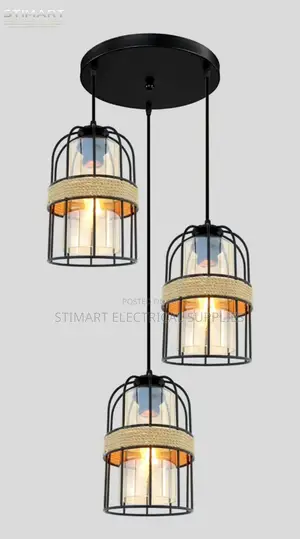 3 in 1 Black Metal Rope Pendant Light