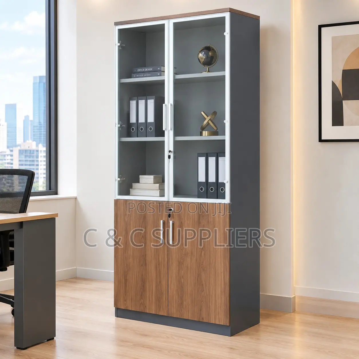 2-Door Executive Wooden File Cabinet.