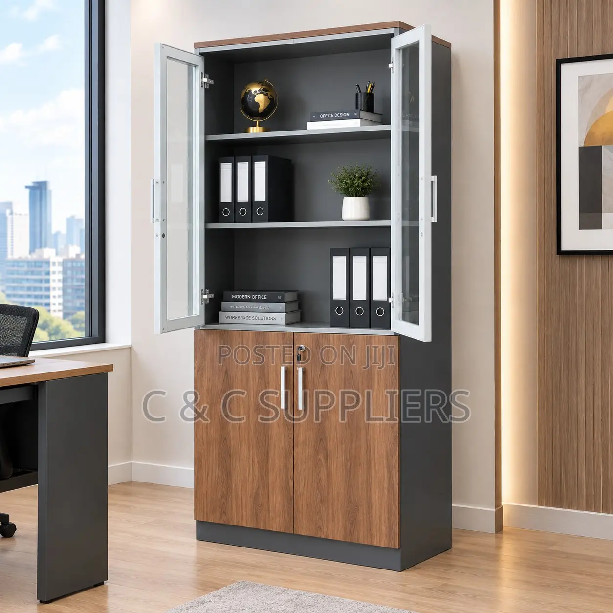 2-Door Executive Wooden File Cabinet.