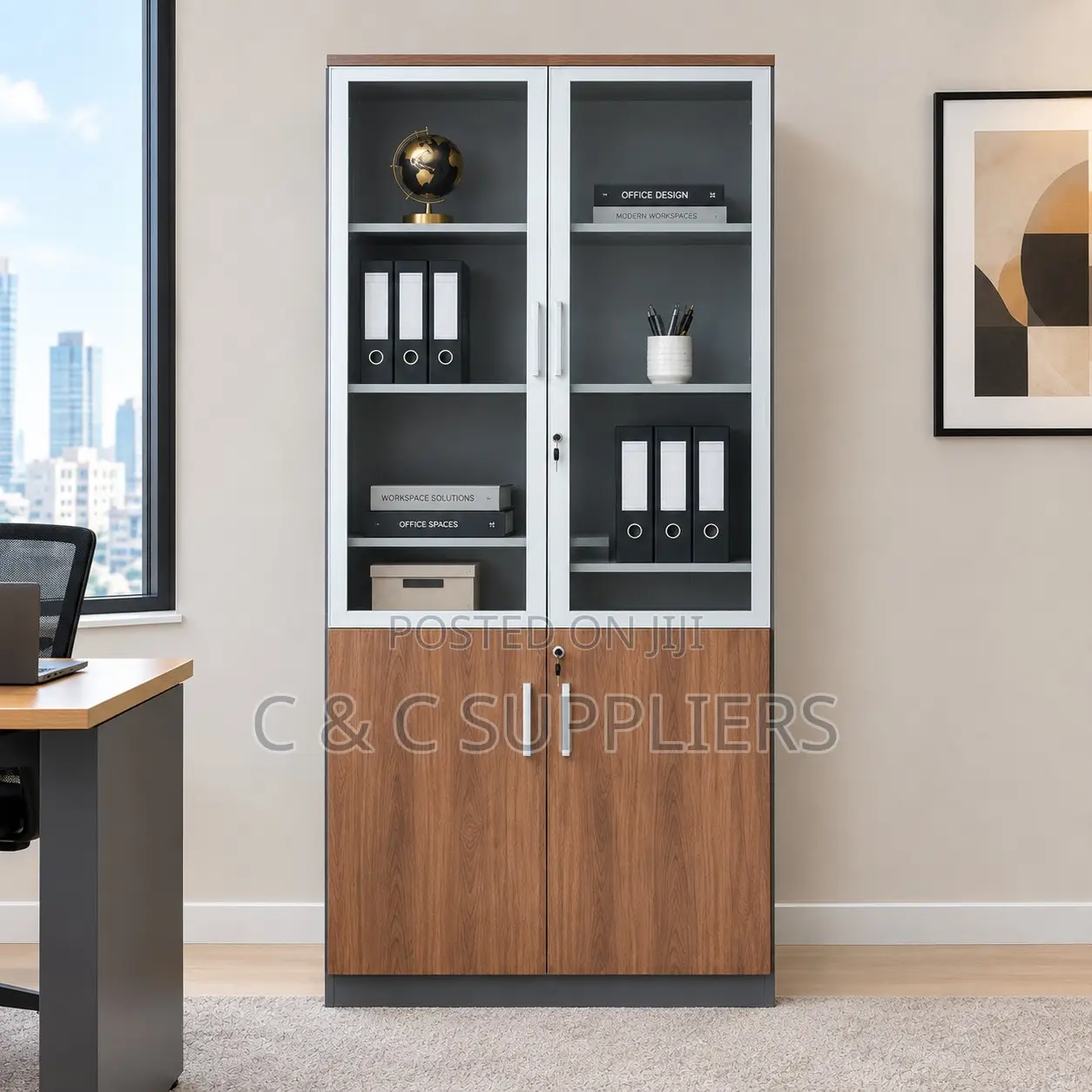 2-Door Executive Wooden File Cabinet.