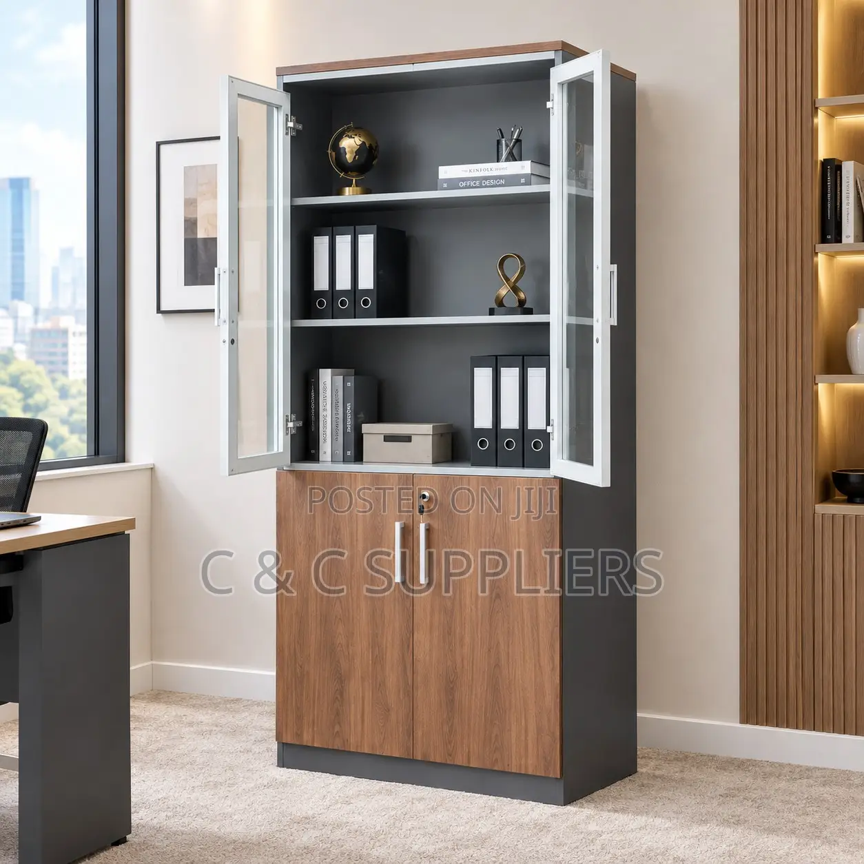 2-Door Executive Wooden File Cabinet.