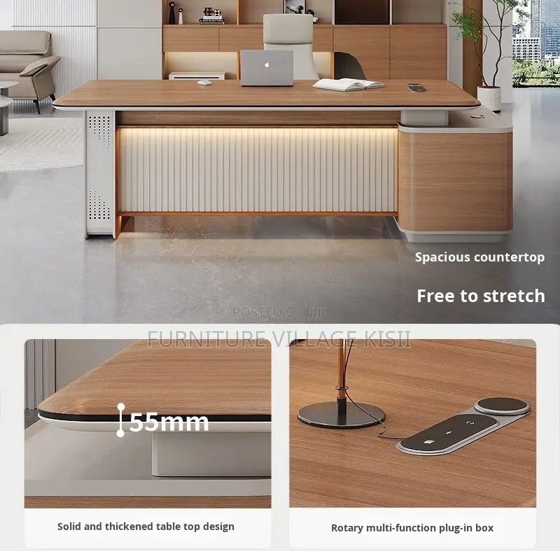 Office Desk; Advanced Imported L-Shaped Executive Desk