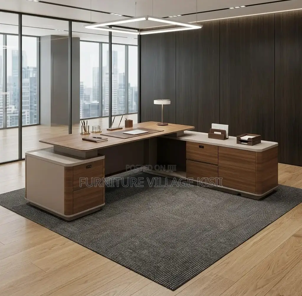 Office Desk; Advanced Imported L-Shaped Executive Desk
