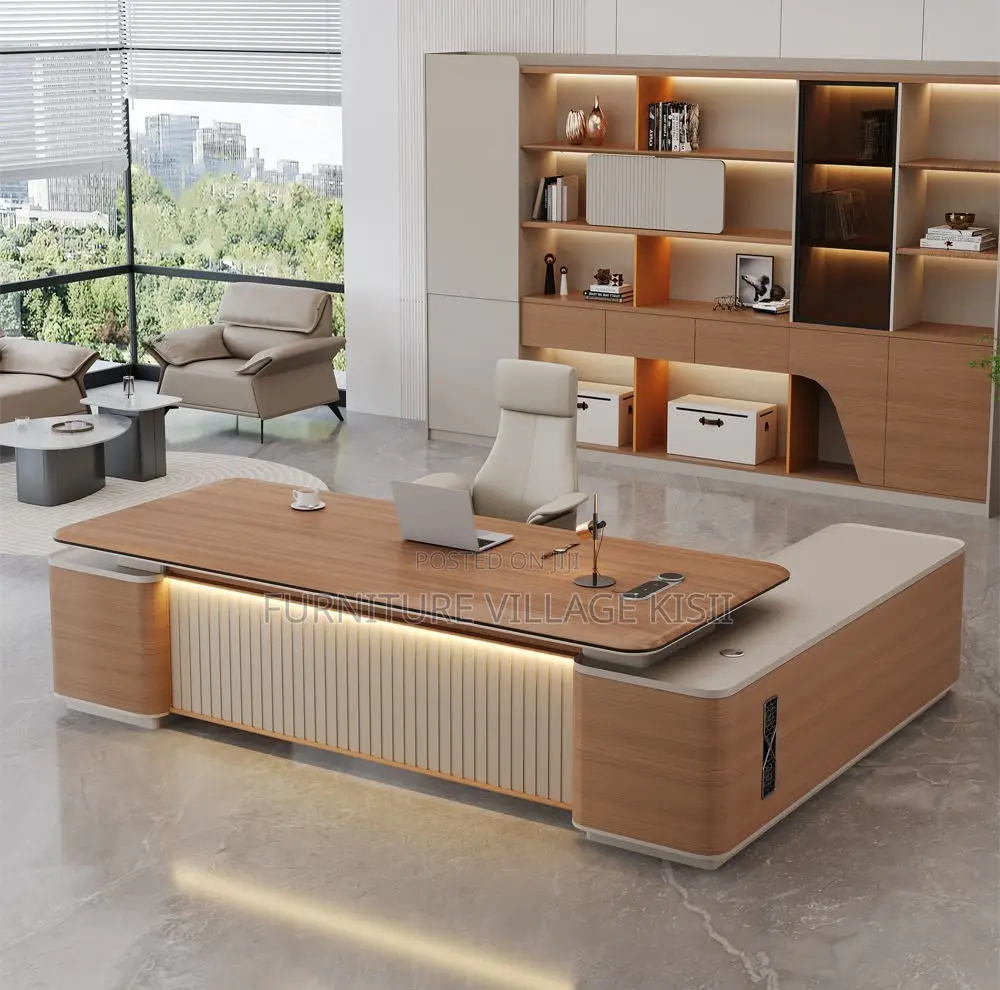 Office Desk; Advanced Imported L-Shaped Executive Desk