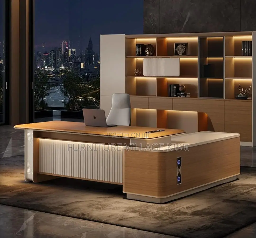 Office Desk; Advanced Imported L-Shaped Executive Desk