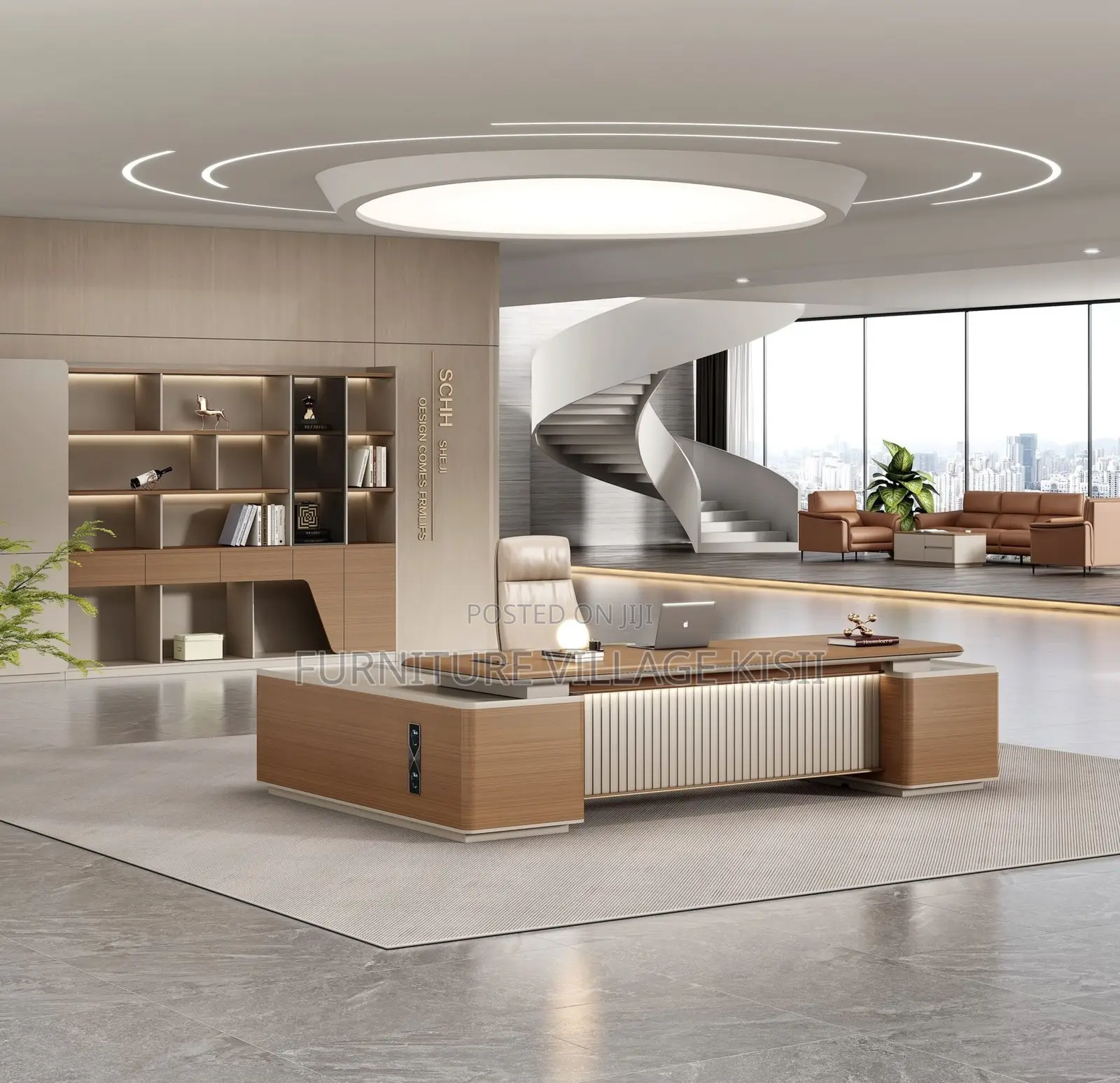 Office Desk; Advanced Imported L-Shaped Executive Desk