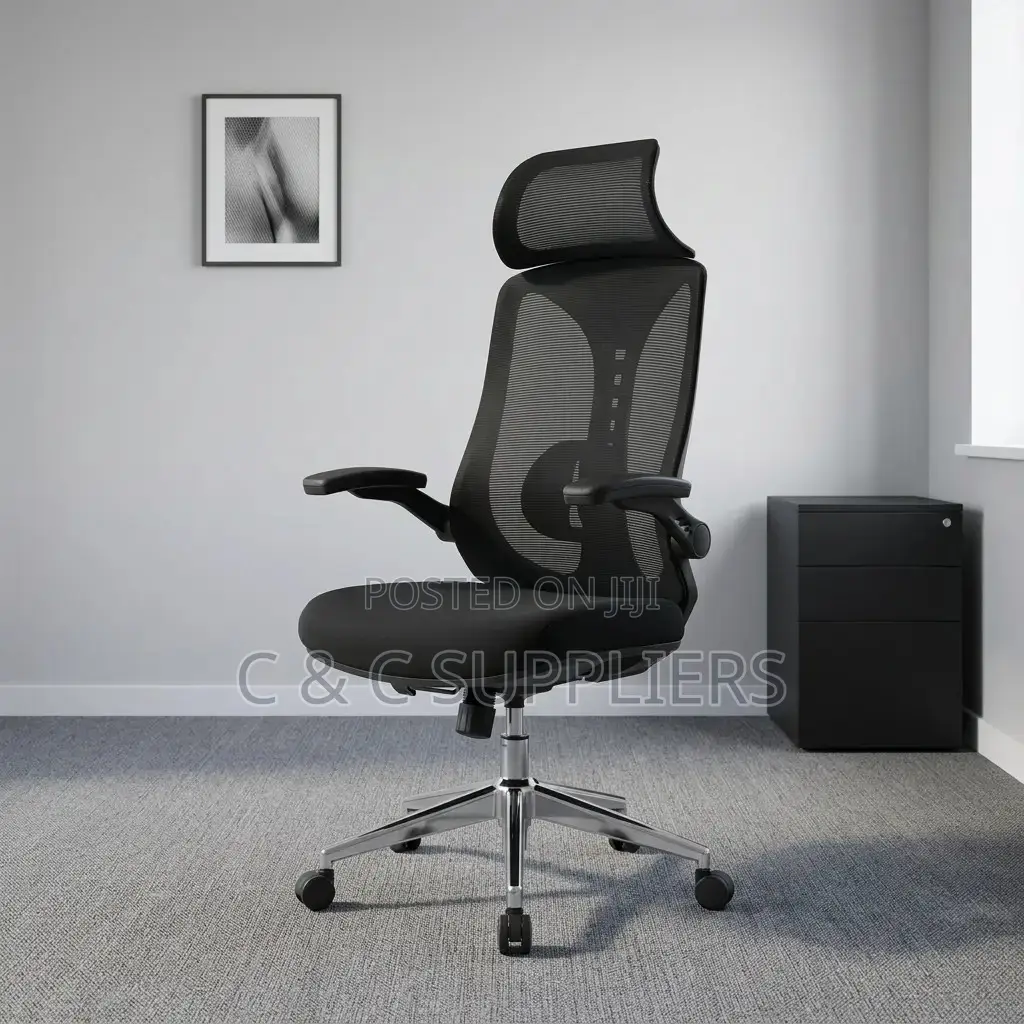 High Back Ergonomic Staff Chair With Flip Armrest
