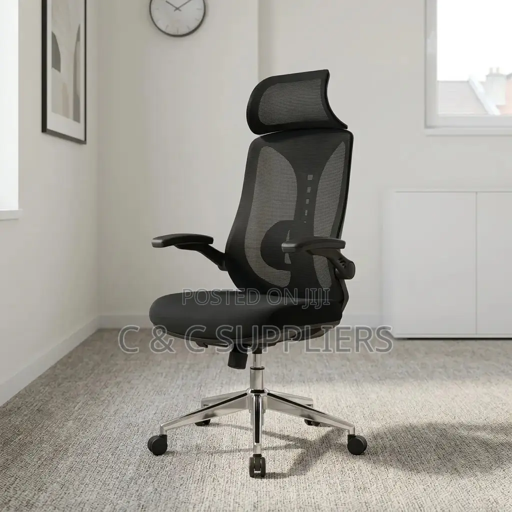 High Back Ergonomic Staff Chair With Flip Armrest