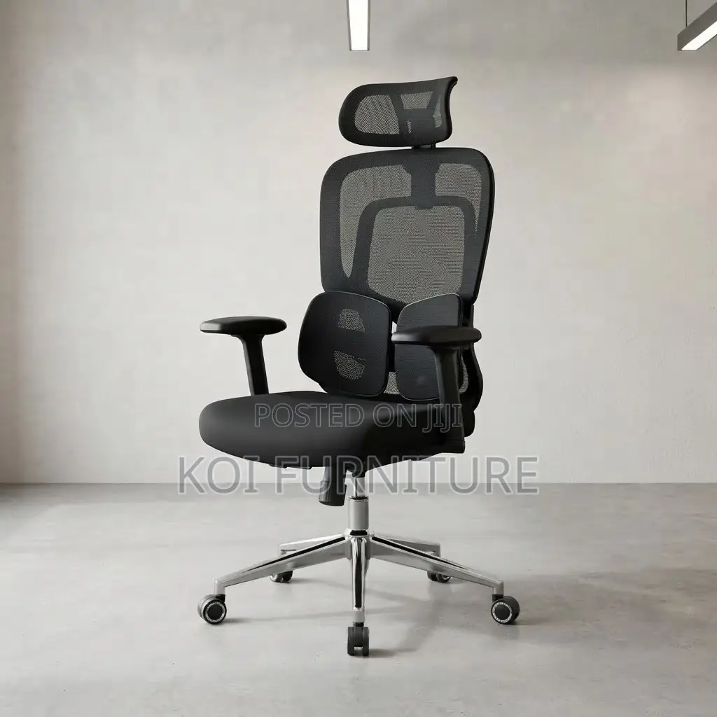 Office Chairs; Padded High Back Orthopedic Office Black Seat