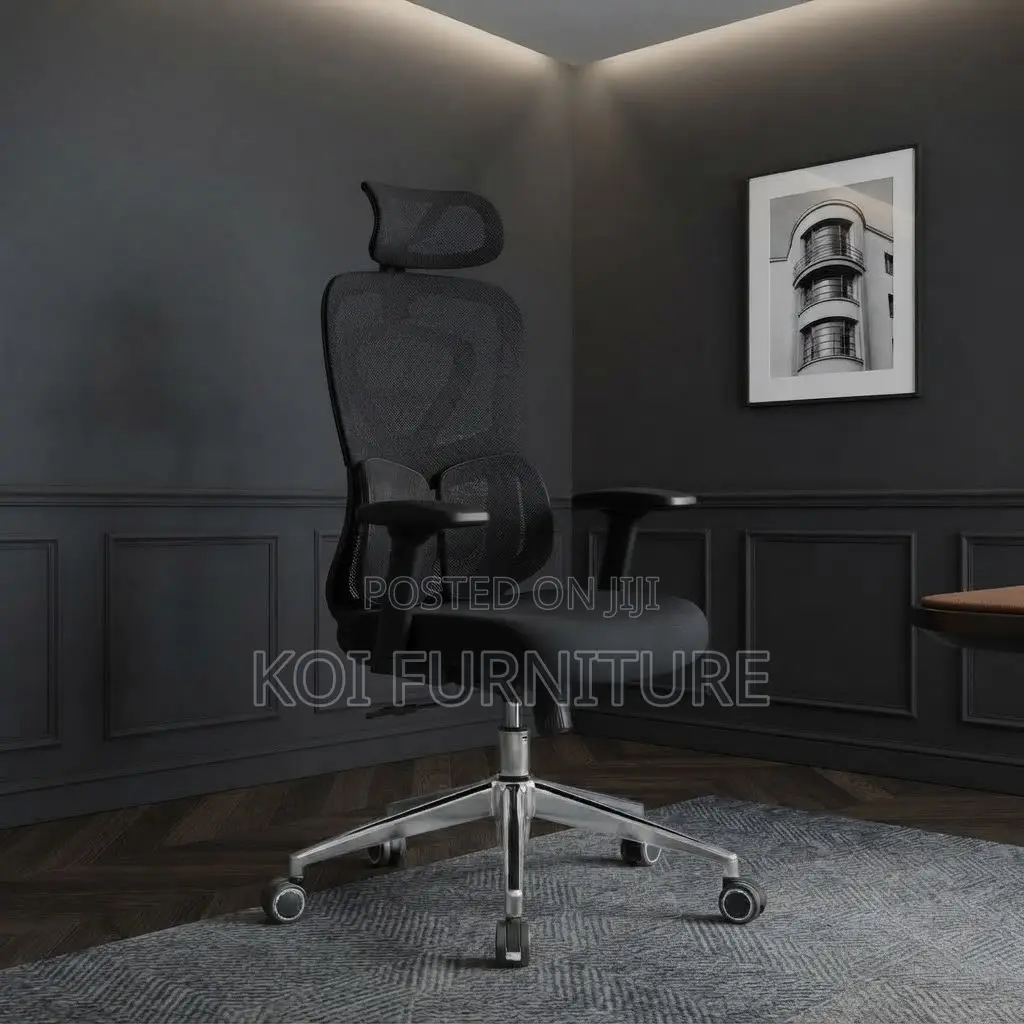 Office Chairs; Padded High Back Orthopedic Office Black Seat