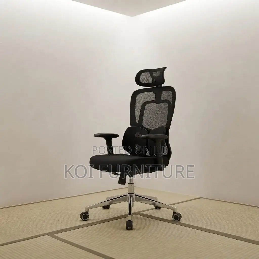 Office Chairs; Padded High Back Orthopedic Office Black Seat