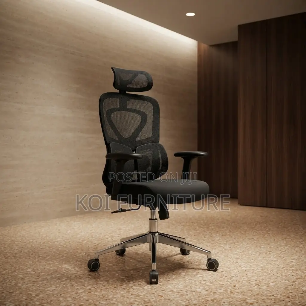 Office Chairs; Padded High Back Orthopedic Office Black Seat