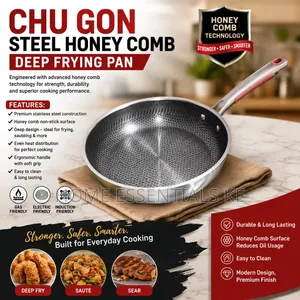 Chu Gon Steel Honey Comb Deep Frying Pan 28cm,30cm,32cm