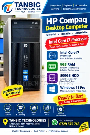 Desktop Computer HP 8GB Intel Core i7 HDD 500GB