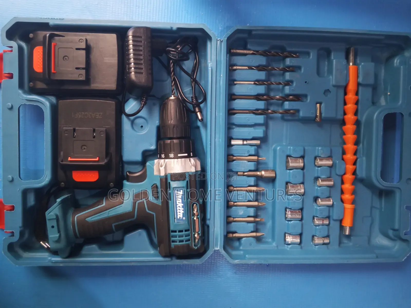 Rechargeable Cordless Impact Drill Set With 2 Batteries