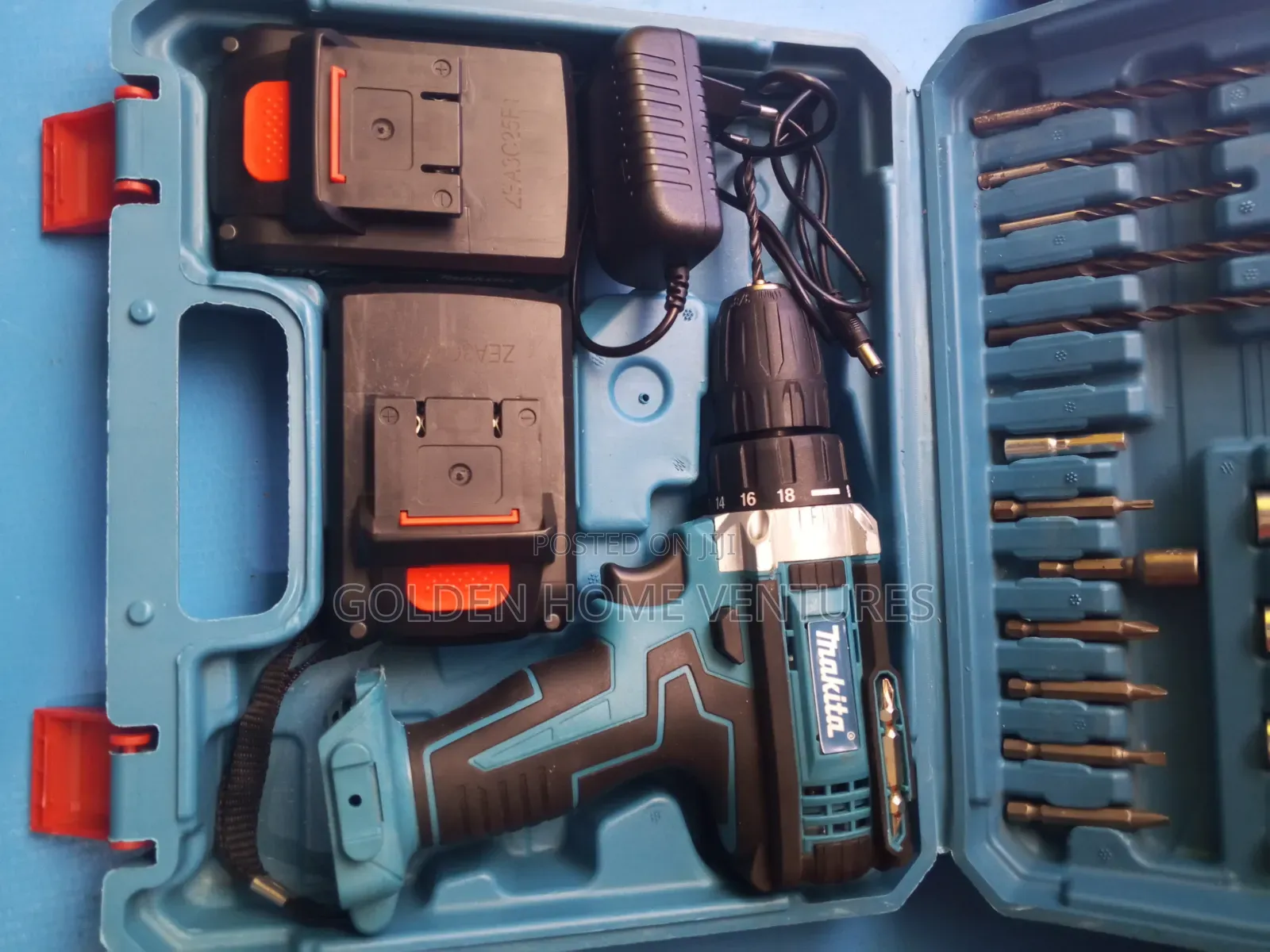 Rechargeable Cordless Impact Drill Set With 2 Batteries