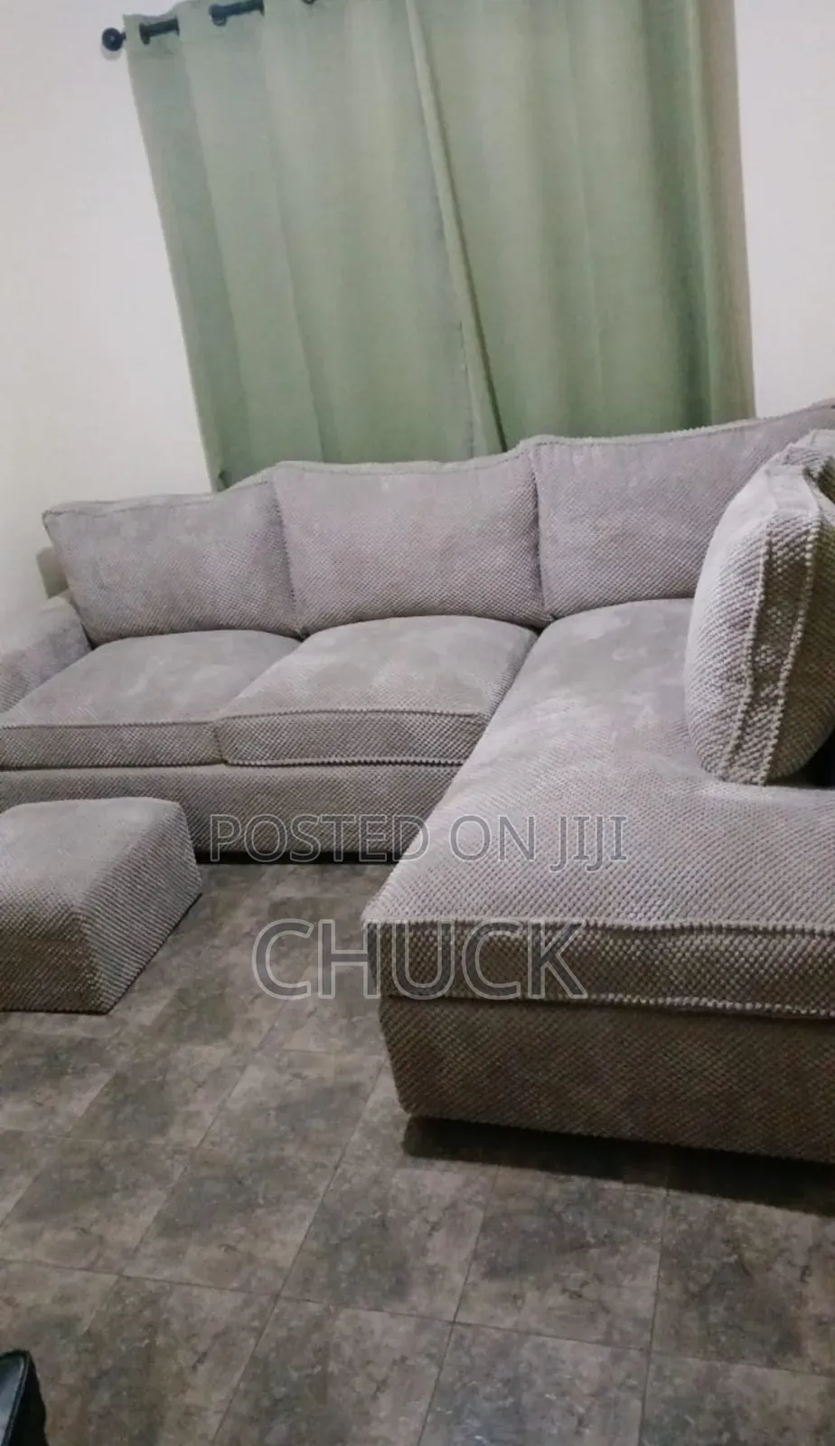 L-Shaped 5/6-Seater Fabric Sofa Set – Good Condition