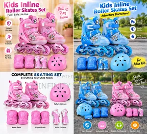 Adjustable Kids Inline Skates With Safety Helmet Protective Gear