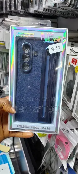 Blue Leather Folding Phone Case With for the Samsung Galaxy Z Fold 7.