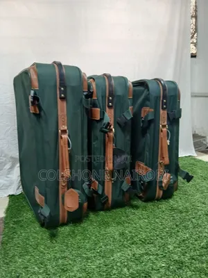 Vintage Canvas Travel Luggage Set – 3-Piece Green Suitcase Set 3 in 1