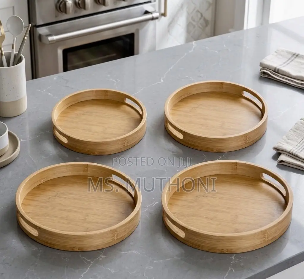 4 PCs the Meridian Bamboo Serving Trays
