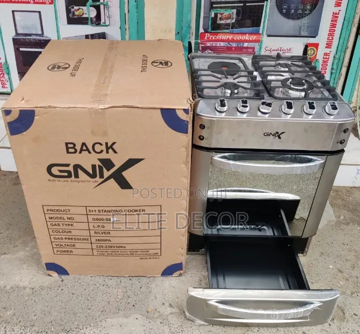 GNIX INOX 60x60 Cooker 3 Gas + 1 Electric Hotplate Safety Sensor Gas