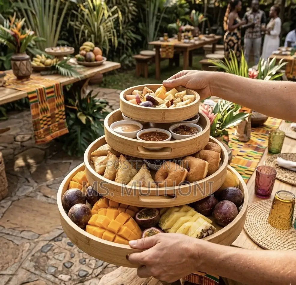 Serving Made Easy ; 4 PCs Range of Bamboo Trays
