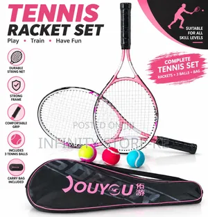 Professional Lawn Tennis Rackets With 3 Balls and a Carrier Bag