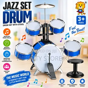 Kids Jazz Drum Set With a Stool-Musical Instruments for Kid 3+yrs
