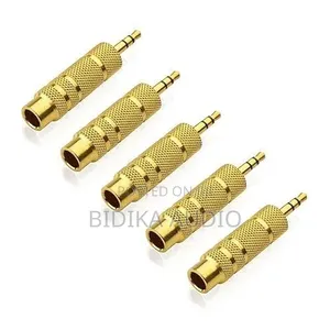 5pc Gold Plated 3.5mm to 6.3 Mm (1/4 Inch) Male to F Stereo Adapter