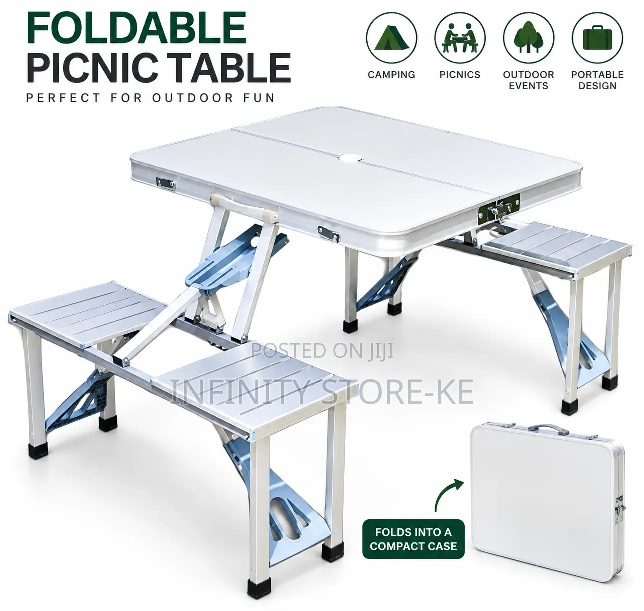 Foldable Picnic Table With Benches Portable Camping Outdoor Table