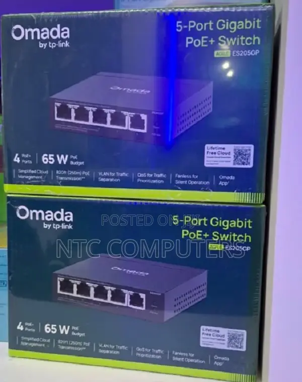 TP-Link TL-ES205GP Omada 5-Port Gigabit Managed Switch 4-Port PoE+(65W