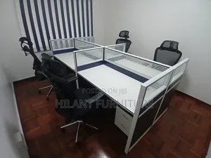 4-Way Office Workstation | 4-Person Modular Workstation With Privacy