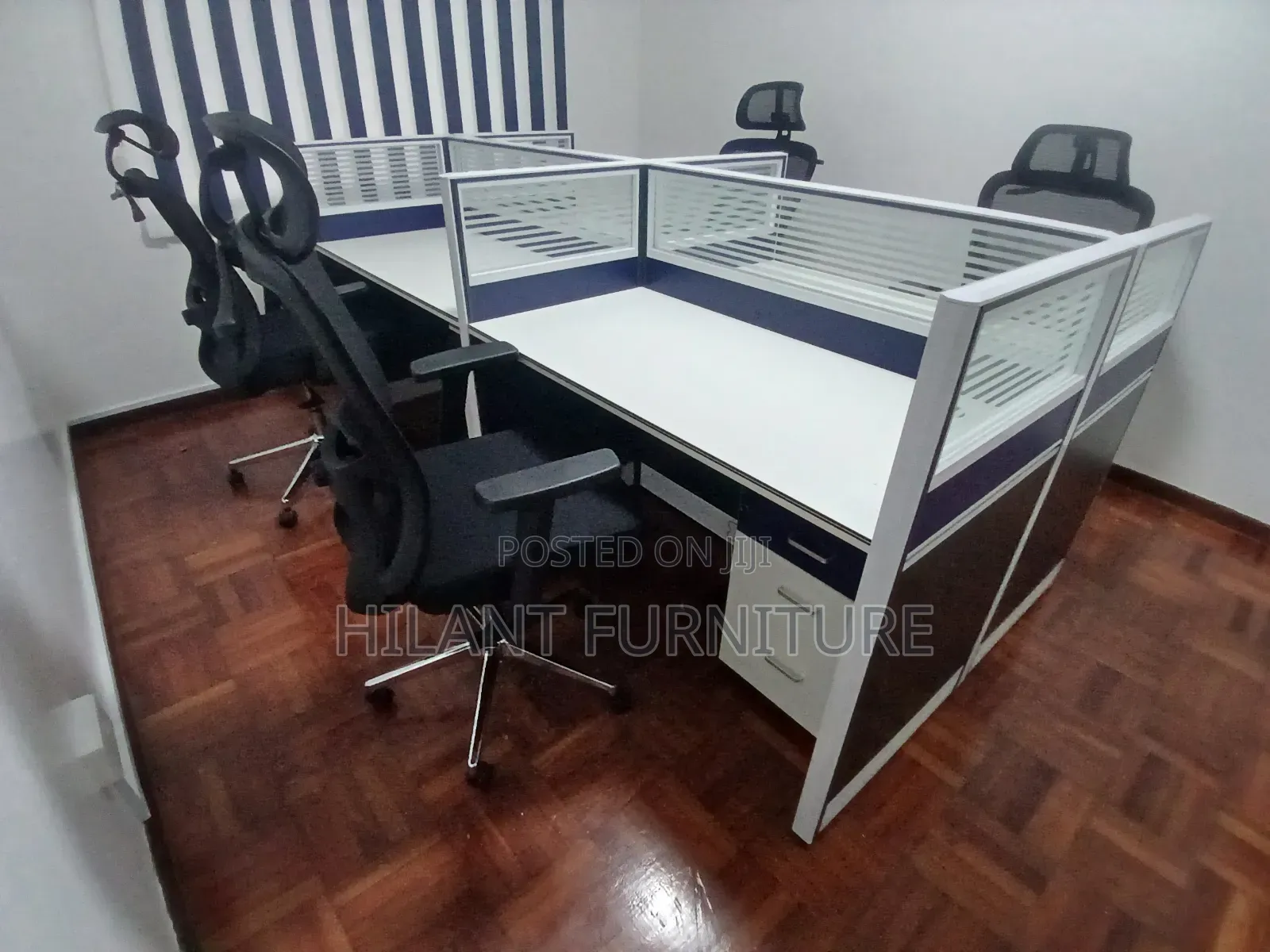 4-Way Office Workstation | 4-Person Modular Workstation With Privacy
