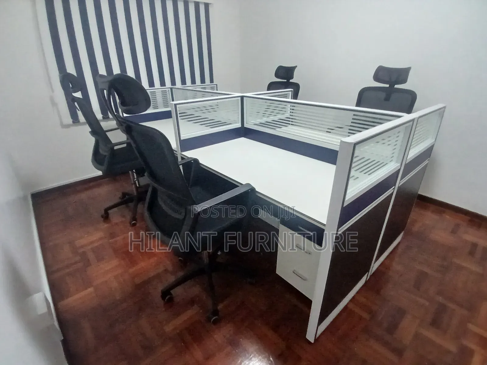4-Way Office Workstation | 4-Person Modular Workstation With Privacy