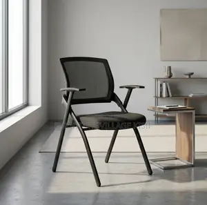 Office Chair; Black Mesh Foldable Training Chair.